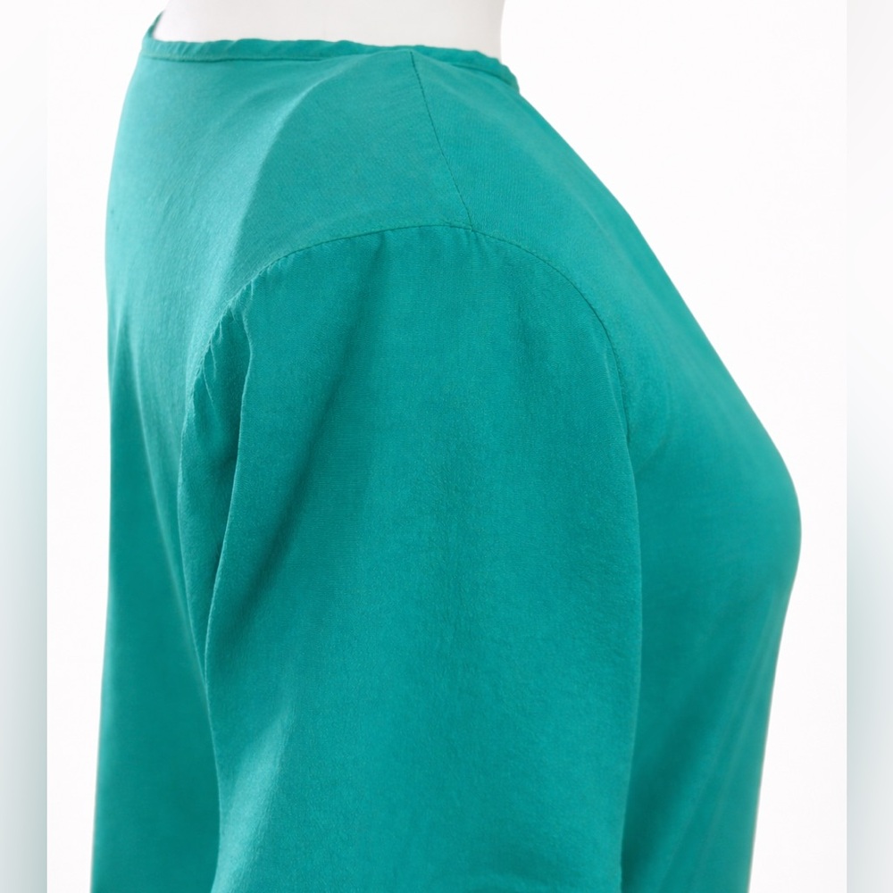 Balenciaga Paris 100% Silk Blouse Teal Green | Luxury Designer Top | Size S - Picture 4 of 7